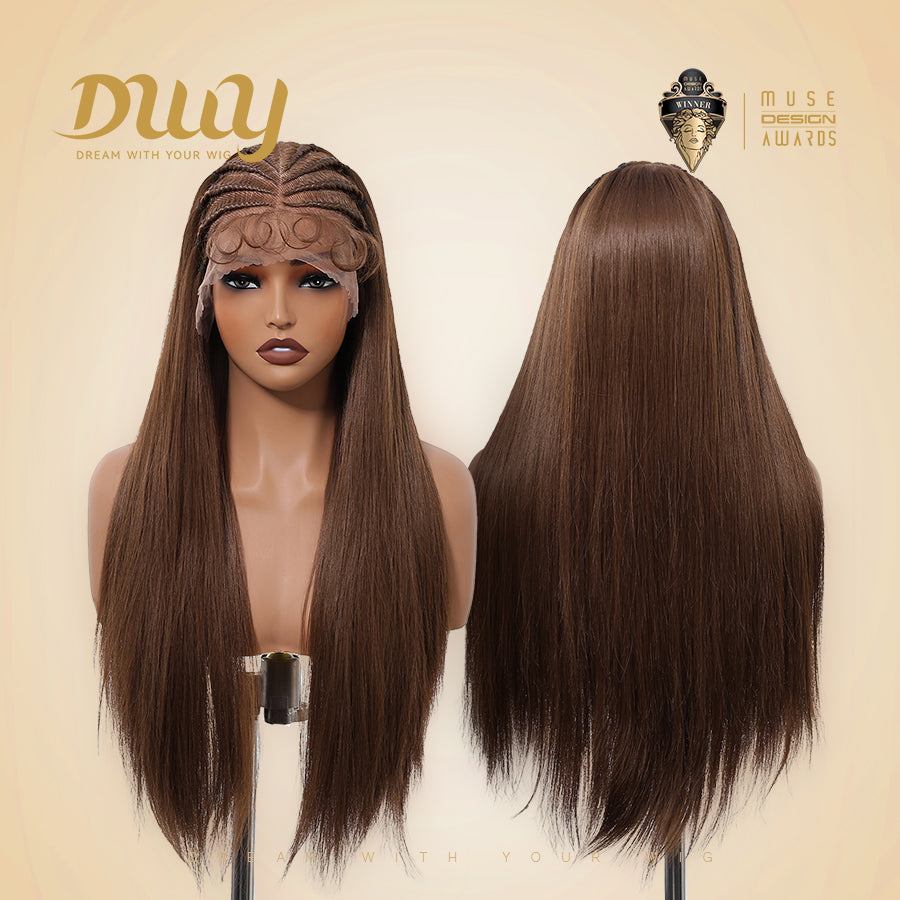 Andrea C- DWY 13x6 Lace Front Wig Glueless Brown Handmade Braiding Heat Resistant Fiber Synthetic Wig