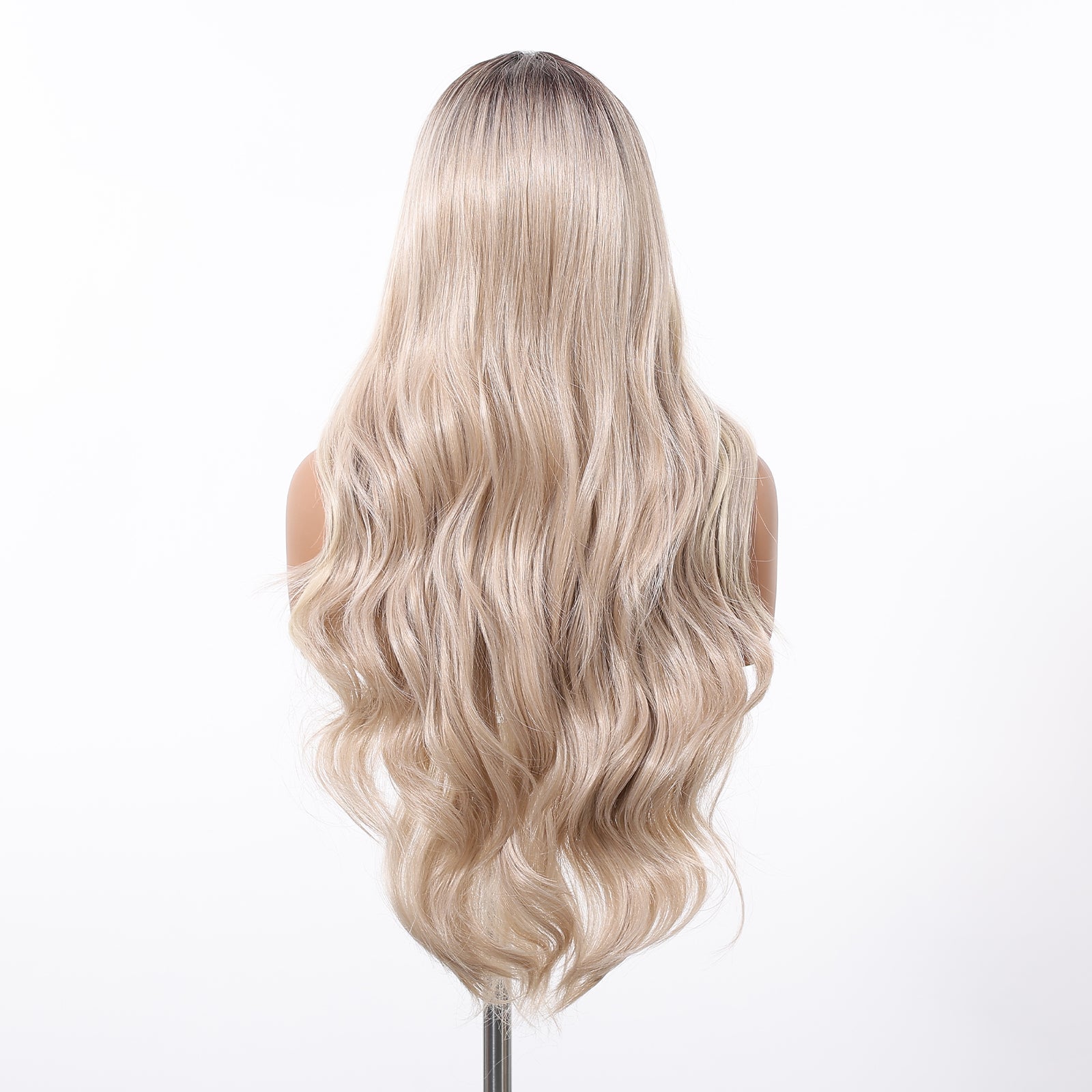 Hadley-DWY Platinum Blonde Synthetic Lace Front Long Layered Wavy Glueless Wig