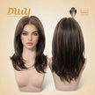 Sasha-DWY 13×4 Lace Front Free Part Mid-Length Wolf-cut Straight Truffle Brown Glueless Synthetic Wig for Women 18 Inches