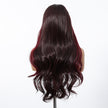 DWY Long Dark Red Lace Front Mixed Burgundy Natural Black Wave Hand Tied Middle Part Natural Synthetic Wig