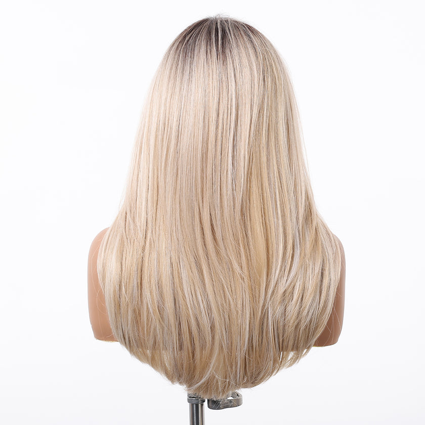 Mackenzie-DWY Blonde Synthetic Lace Front Wig Long Straight Layered Pre Plucked Glueless Wig