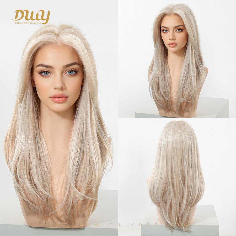 Kaitlyn-DWY 13*4 Free Parting Hand -Tied Top Middle Length  Glueless Synthetic Wig