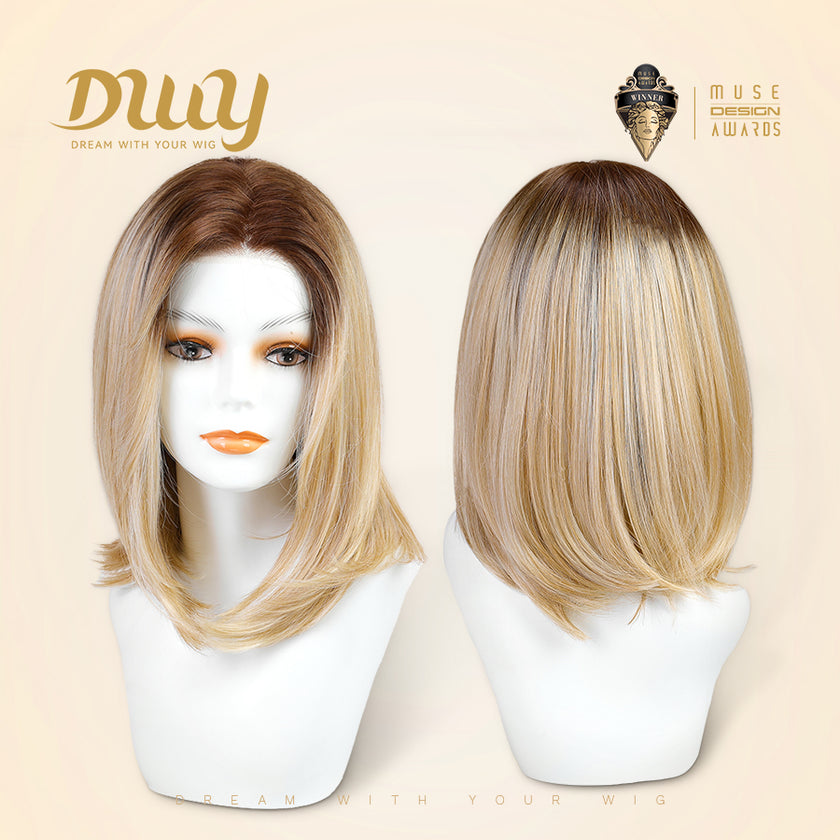 Hailey-DWY Mono Lace Front Free Part Rooted Blonde Synthetic Wig