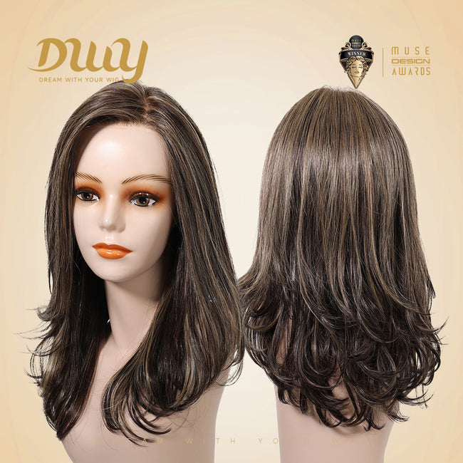 Ella-DWY Glueless Synthetic Wig for Women - Shoulder-Length Curly Ends with Free Parting