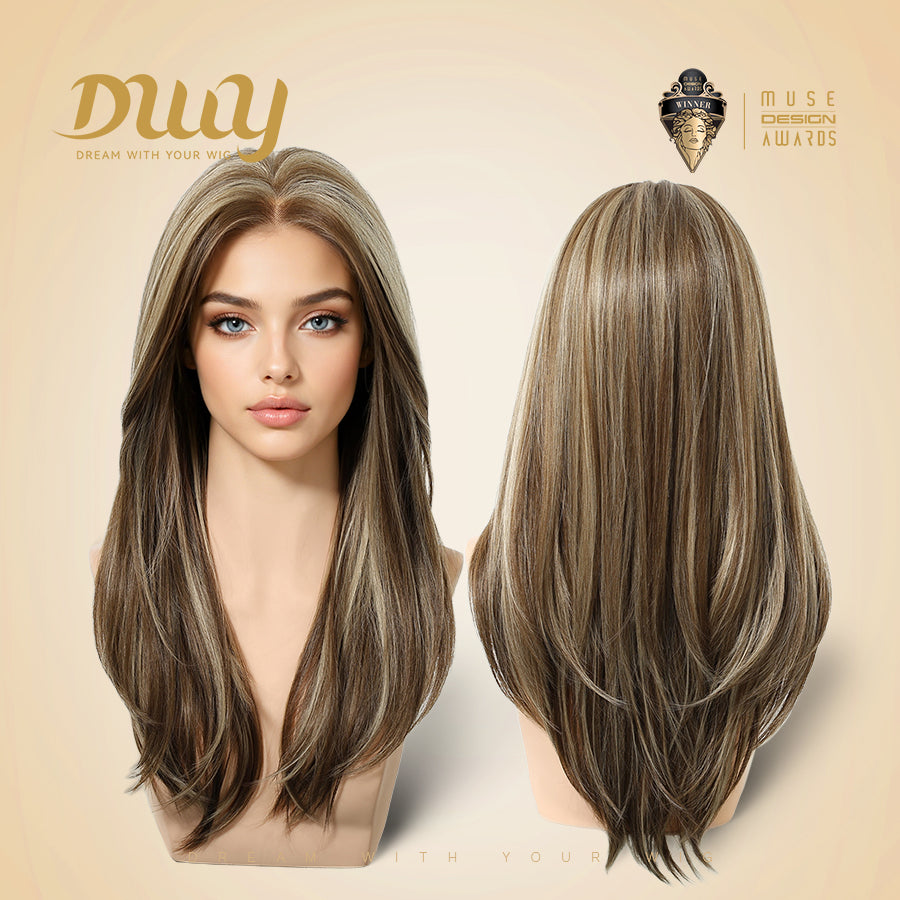 Pre Order!Cori-NEW! DWY 13×4 Lace Front Free Part Long-Length Straight Pink Brown Glueless Synthetic Wig