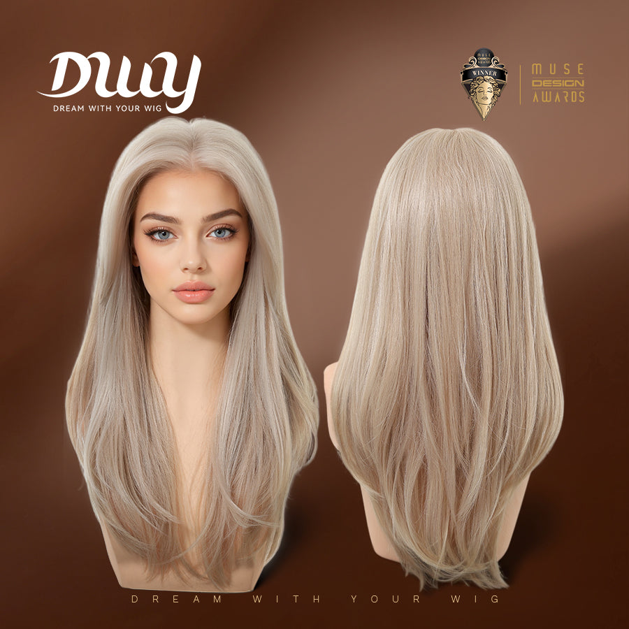 Kaitlyn-DWY 13*4 Free Parting Hand -Tied Top Middle Length  Glueless Synthetic Wig