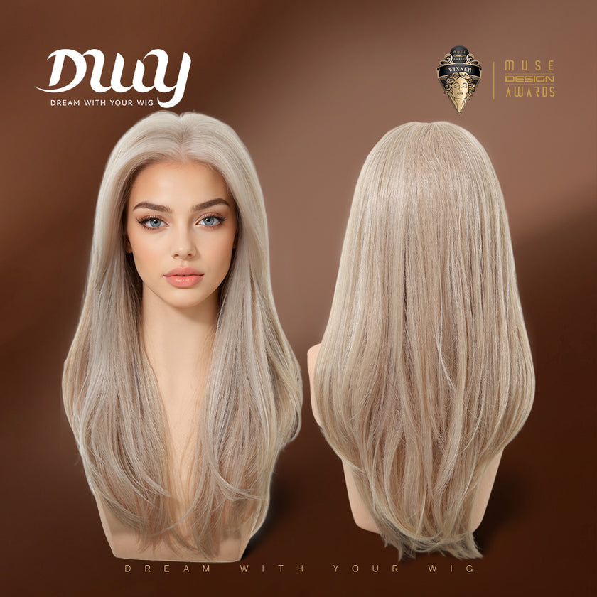 Kaitlyn-DWY 13*4 Free Parting Hand -Tied Top Middle Length  Glueless Synthetic Wig