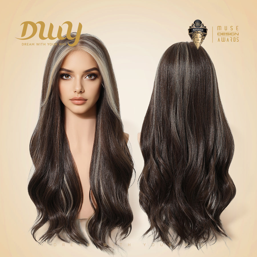 DWY Free Part Long Length Wavy Brown Hair Wig