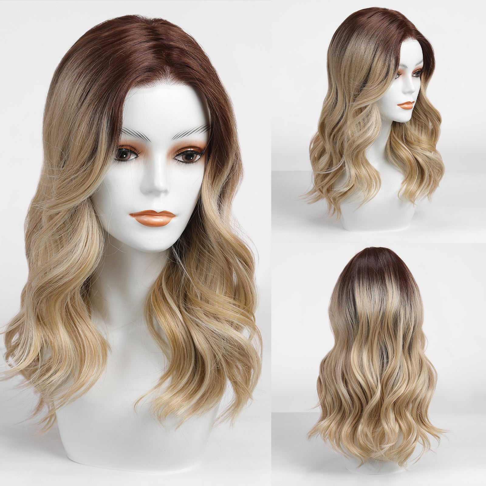 Remi-DWY Mono Lace Front Free Part Ombre Blonde Mid-Length Glueless Synthetic Wig