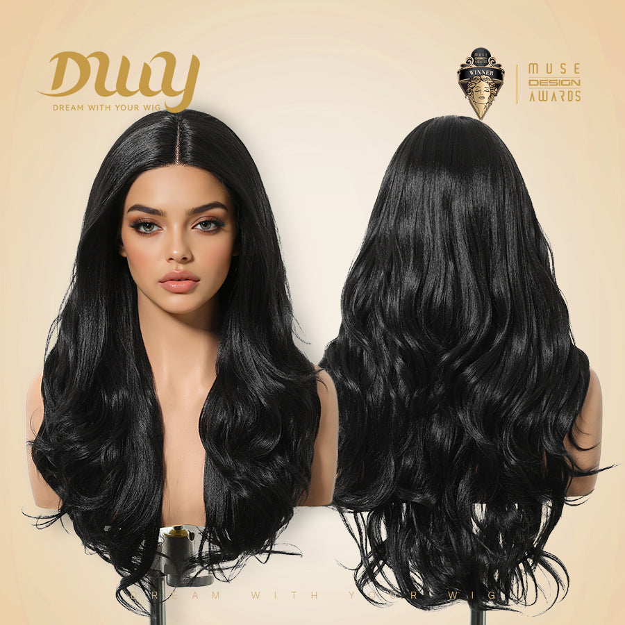 Ciera H-DWY Lace Front Middle Part Long Wavy Brown Glueless Synthetic Wig