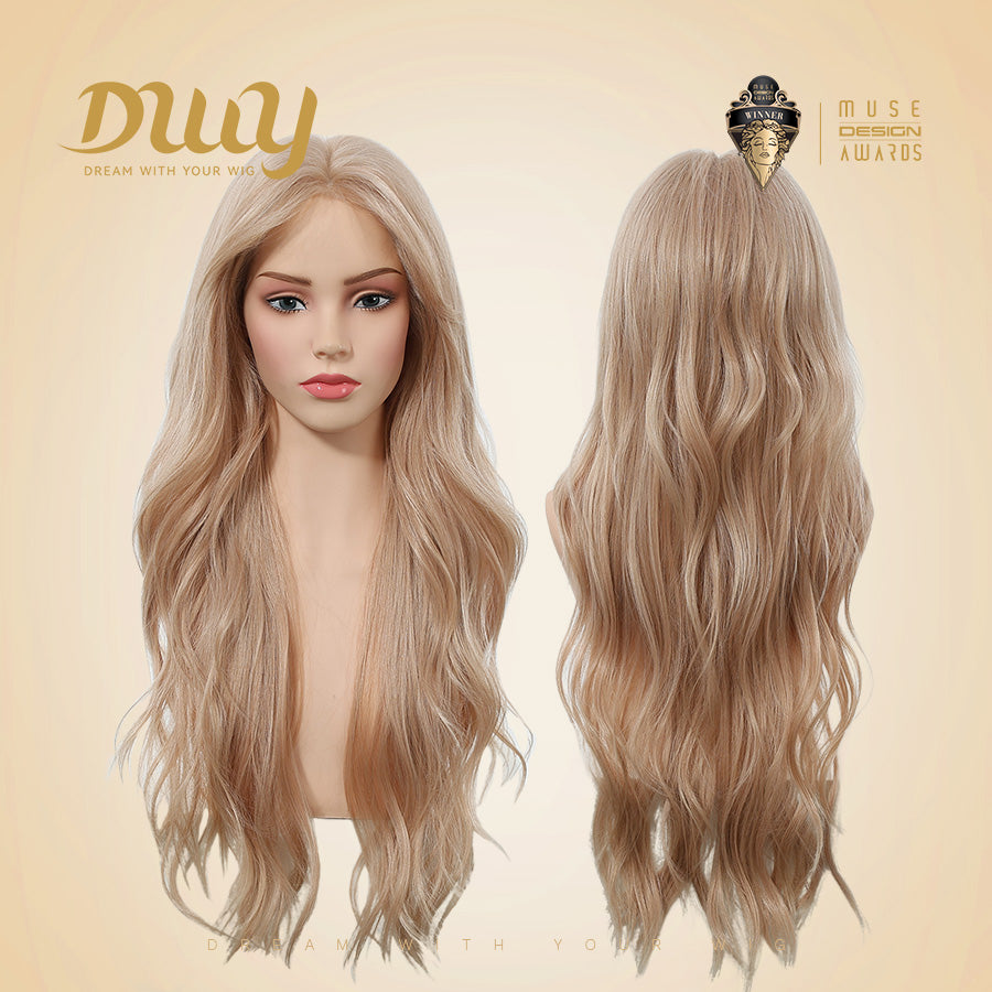 Calantha - DWY New Design Filter Lace 28 Inch Wavy Blonde Glueless Synthetic Wig