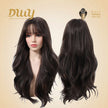 Calla-DWY Long-length Wave Cool Brown Realistic Large Area Scalp Glueless Synthetic Wig for Women 24 Inches Deep Wavy Wigs