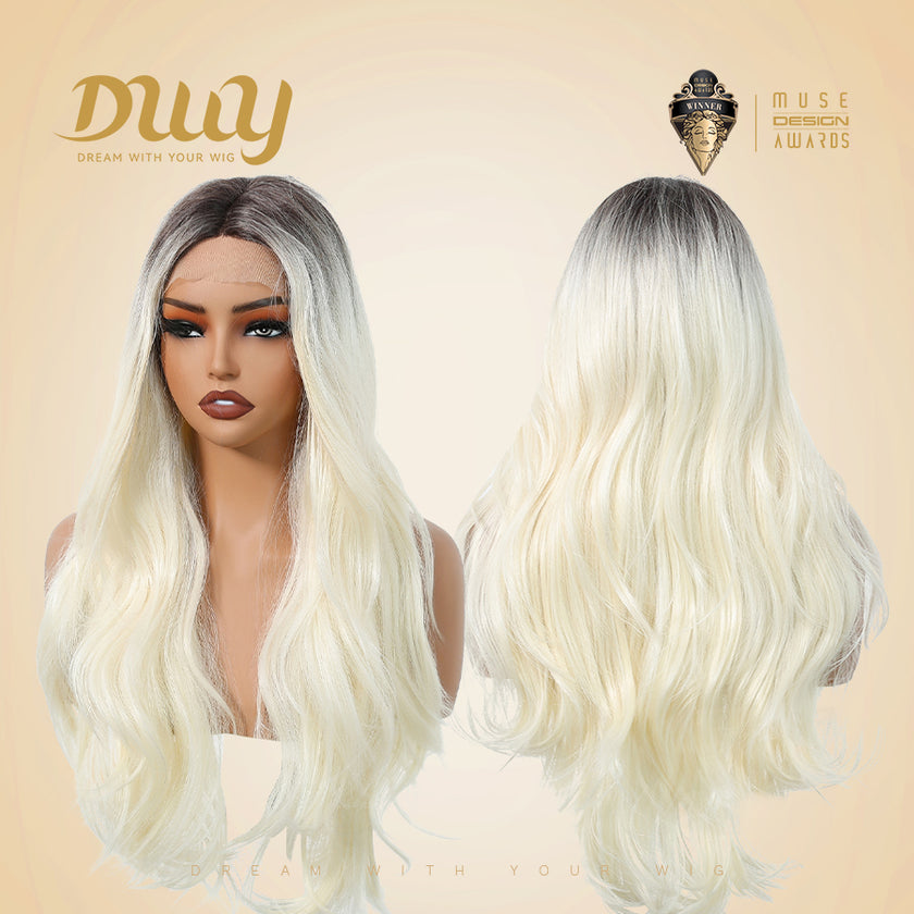 Scarlett H -DWY Lace Front Middle Part Long Body Wavy Blonde Ombre Glueless Synthetic Wig