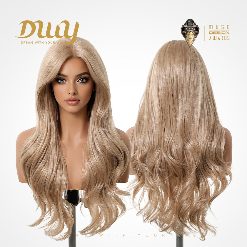 Marisol - DWY Pre-cut U part Diamond Lace Long-length Lace Milk Tea Blonde Curly Hair Glueless Synthetic Wigs for Women 26 Inch