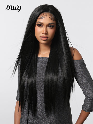 DWY-Lace Front stright Wigs Human Hair Pre Plucked 13x6 Lace Frontal Wigs Human Hair With Baby Hair Bleached Knots Virgin Glueless Human Hair Wigs for Black Women 150% Density Natural Color 30inch