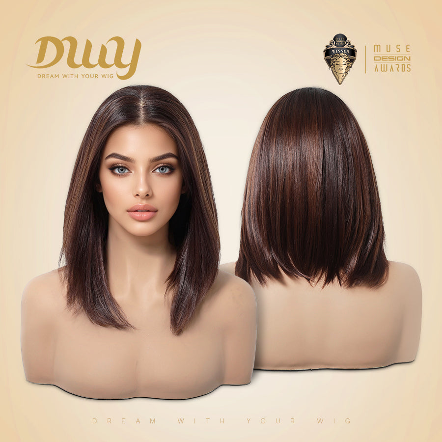 Luna-DWY 13×6 Lace Front Free Part Shoulder Length Bob Glueless Synthetic Wig