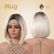 Milly-DWY Lace Front Middle Part Short Blonde Bob Glueless Synthetic Wig for Women 12 Inches