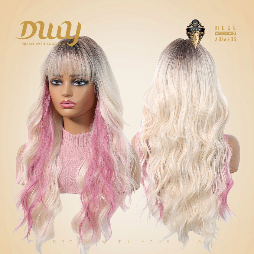 Krista-DWY Water Wave with Highlights Colorful Glueless Synthetic Wig