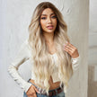 DWY Lace front 28 Inch brown ombre light white wig for women