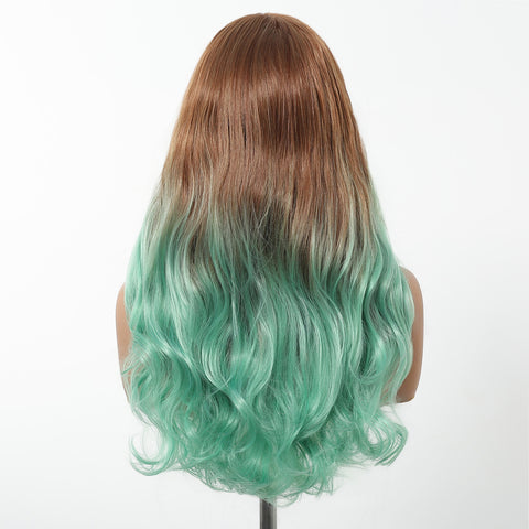 【Early Black Friday】Bold Style: Dwy Brown and Green Synthetic Wig with Free Parting