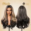 [CLEARANCE SALE] Gena -DWY Lace Front Middle Part Long-Length Straight Black Honey Balayage Glueless Synthetic Christmas wigs for women 26 Inches