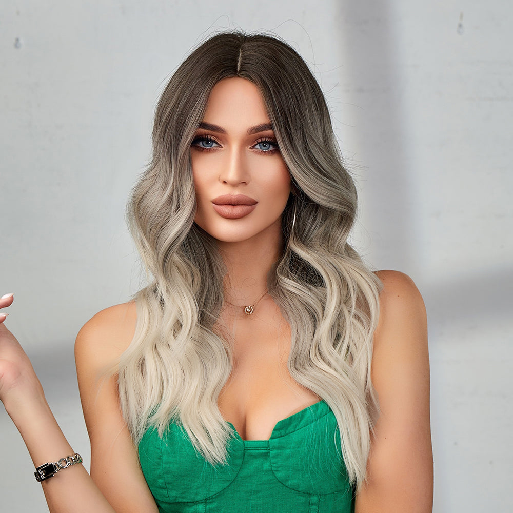 Charlotte-DWY Ombre Blonde Long Wavy Synthetic Wig