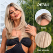 Mabel-DWY Rooted Dirty Blonde Long Straight Synthetic Wig With Side Bangs