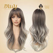 Katelynn PLUS - NEW! MiraScalp Long-length Wave Gery Gradient Brown Layer-cuts Glueless Synthetic Wig