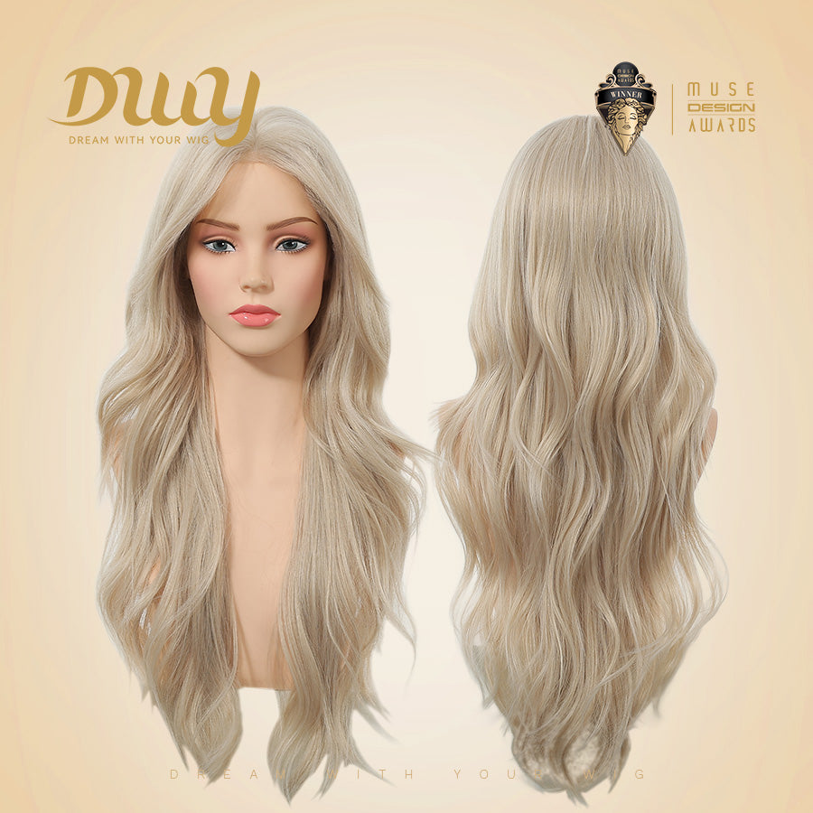 Calantha - DWY New Design Filter Lace 28 Inch Wavy Blonde Glueless Synthetic Wig