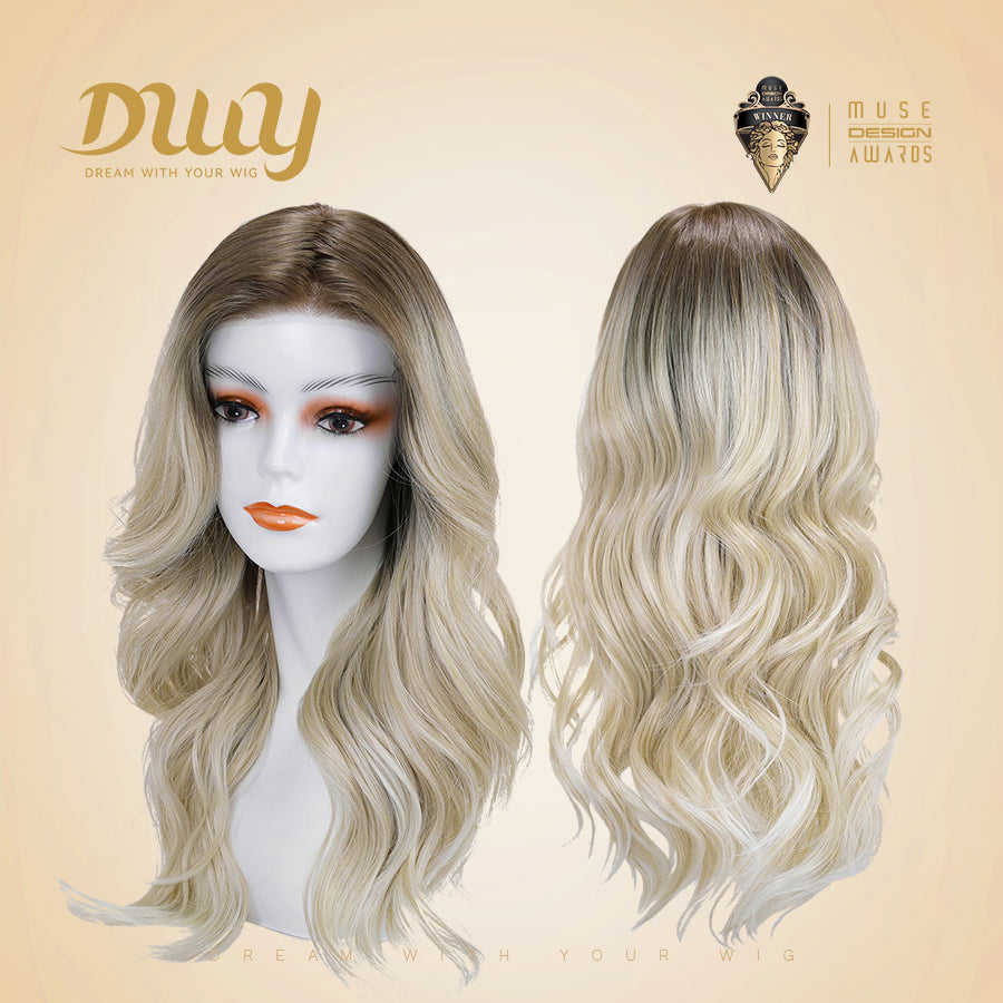 River-DWY Mono Lace Front Free Part Long Wavy Blonde Glueless Synthetic Wig