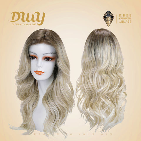 River-DWY Mono Lace Front Free Part Long Wavy Blonde Glueless Synthetic Wig