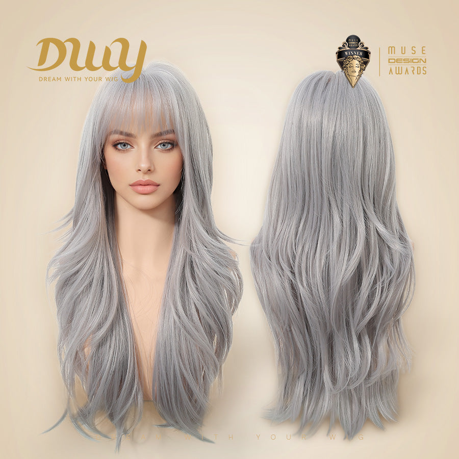 Caroline-DWY 26-Inch MiraScalp Long-Length Body Wave Silver Grey Wig