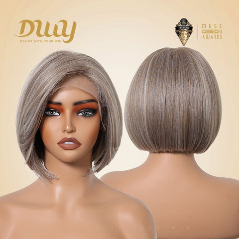 DWY Clea 13x6 Lace Front 10 Inches Bob Blonde with Highlights Glueless Synthetic Wig