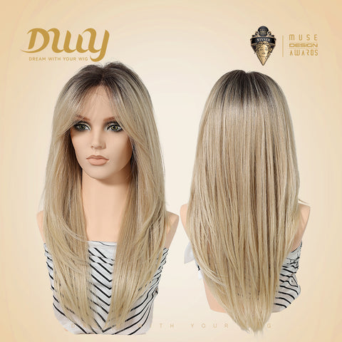 Rowan-DWY Mono Lace Front Free Part Long Straight Blonde Glueless Synthetic Wig