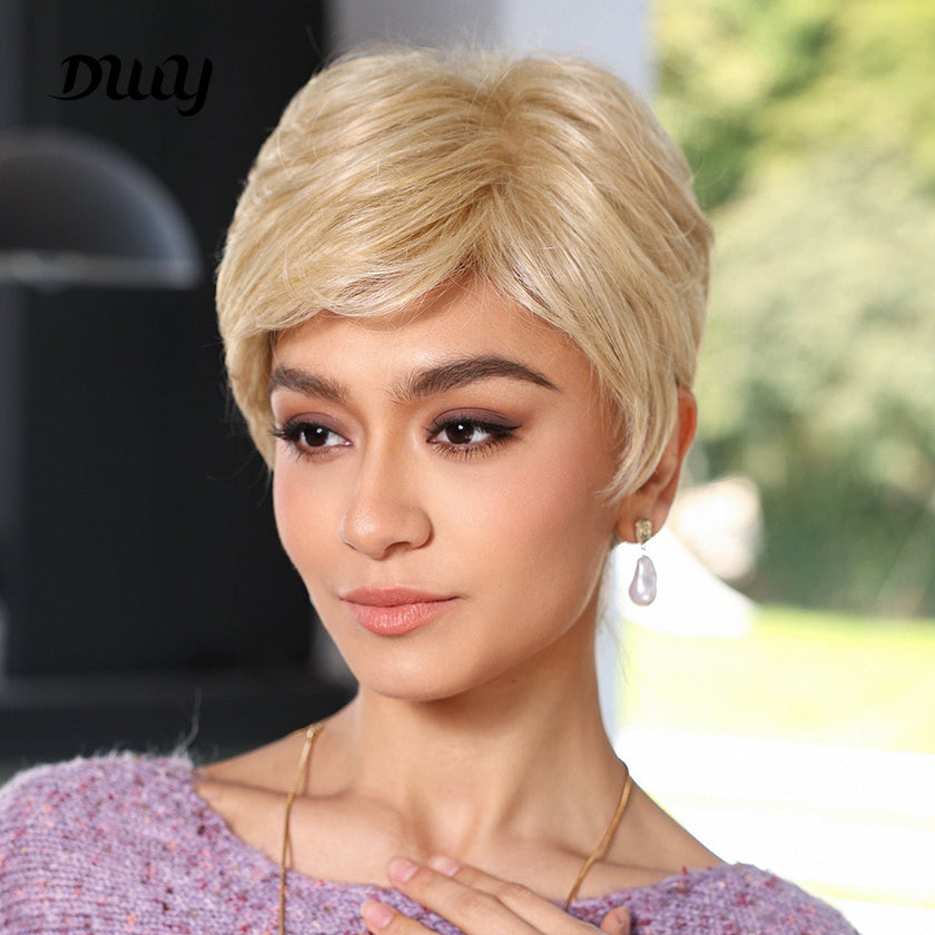 Bella-DWY Mono Lace Front Free Part Blonde Pixie Synthetic Wig
