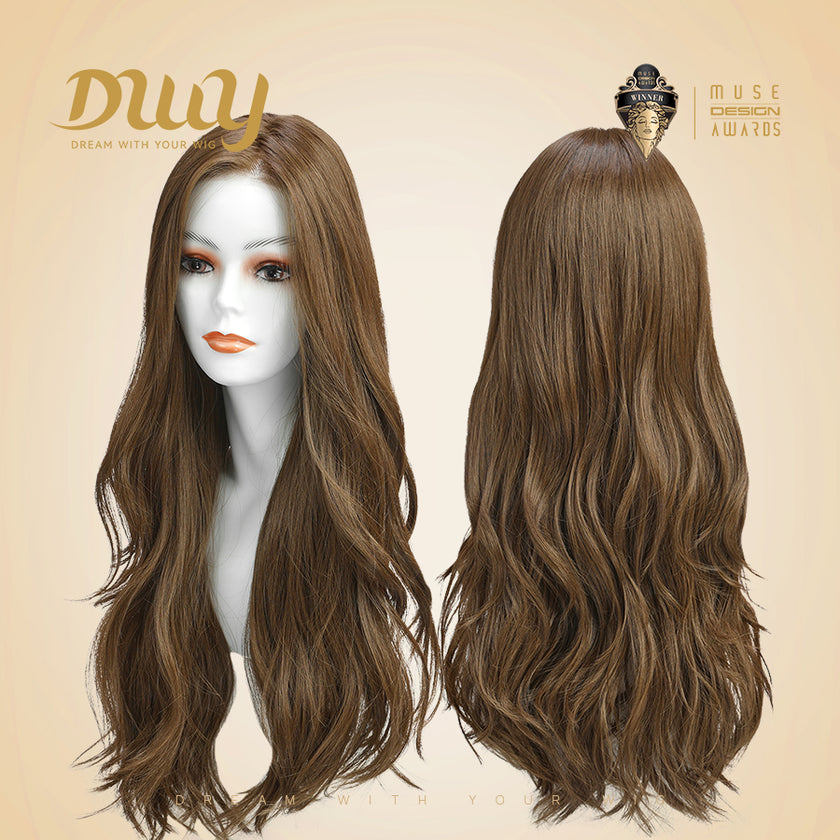 Bonna-DWY Mono Lace Front Free Part Long Wavy Brown Synthetic Wig