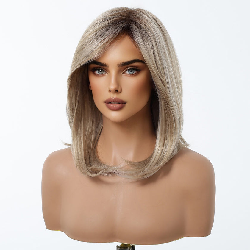DWY Natural Layered Blonde Shoulder-Length Wig - Rooted for Natural Elegance