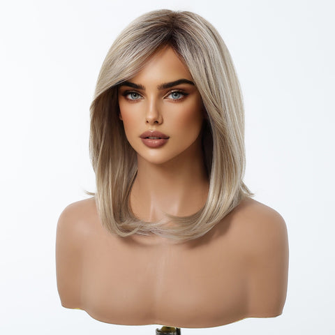 【Early Black Friday】Dwy Natural Layered Blonde Shoulder-Length Wig - Rooted for Natural Elegance