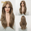 Polly- DWY Pre-cut U part Diamond Lace Long-length Lace Drity Bronde Curly Hair Glueless Synthetic Wigs for Women 24 Inch