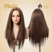 Paisley H-DWY Lace Front Middle Part Long-Length Straight Tea Brown Glueless Synthetic Wig