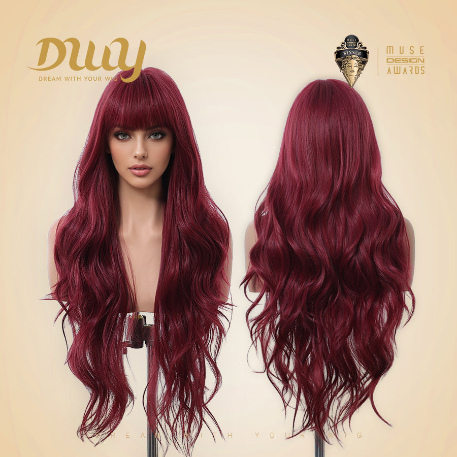 DWY 26-Inch Wine Red Curly Wig - Bold Burgundy Glam
