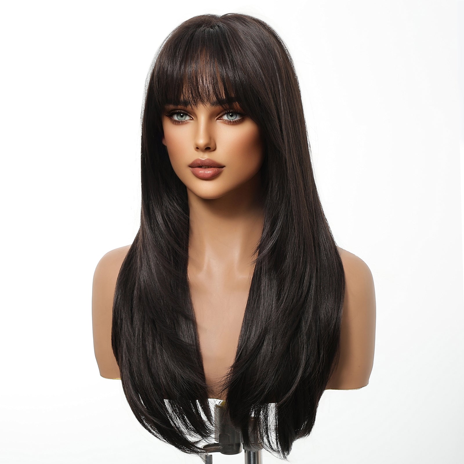 Mindy-DWY Short-length Straight Blonde Realistic LargeArea Scalp Layer-cut Hair Glueless Synthetic Wig for Women 24 Inches