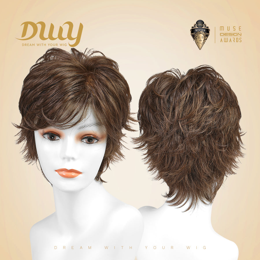[CLEARANCE SALE] Lira H-DWY Mono Lace Front Free Part Short Pixie Glueless Synthetic Wig for Women 2 Shades 8 Inches