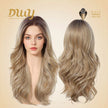 Barbara-DWY 13x4 Filter Lace Front Free Part Long-Length Wavy Blonde with Dark Roots Glueless Synthetic Wig