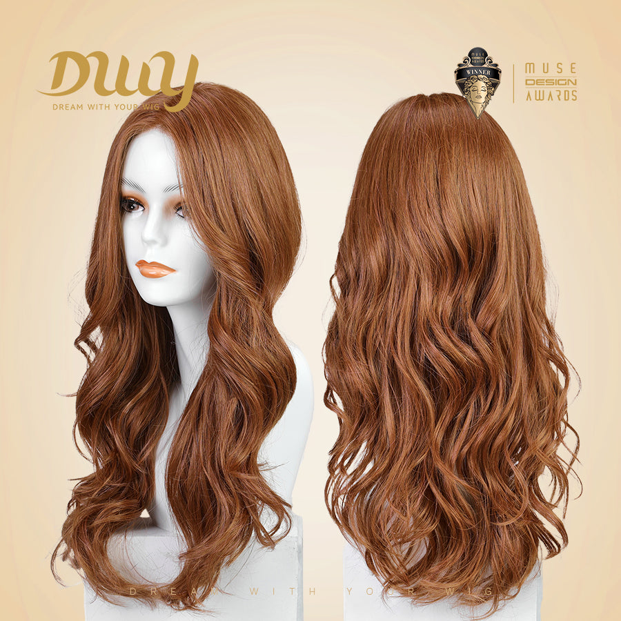 Bonnie C-DWY Mono Lace Front Free Part Mid-Length Curly Reddish Brown Glueless Synthetic Wig