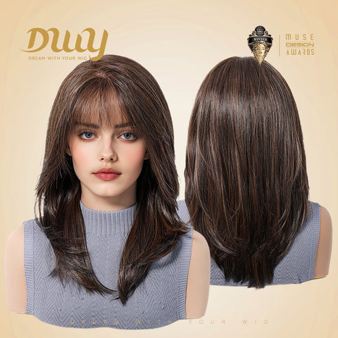 Soraya-DWY Libera Free Part Mid-Length Natural Straight Light Brown  Synthetic Wig