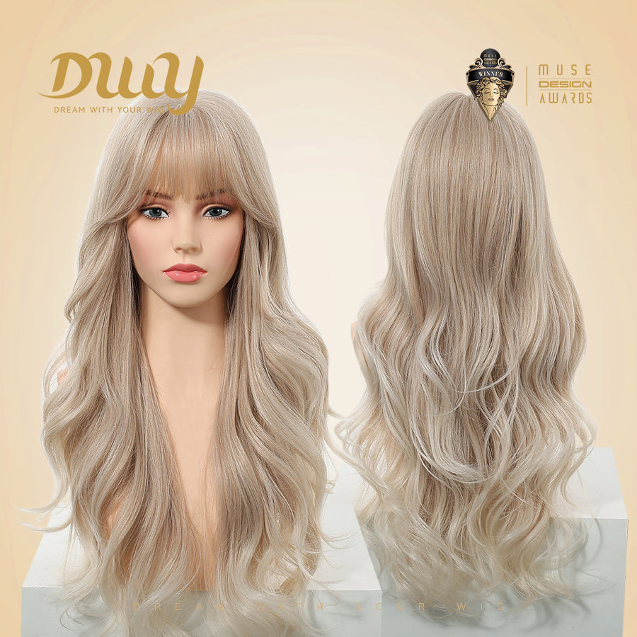 Pre Order-Ines-DWY MiraScalp Free Part Wavy Blonde Realistic Scalp Glueless Synthetic Wig