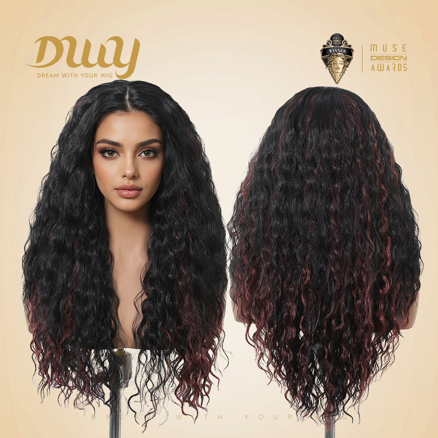 Rosa C- DWY T Part Lace Front Free Part Long Latin Curly Hair Glueless Synthetic Wig