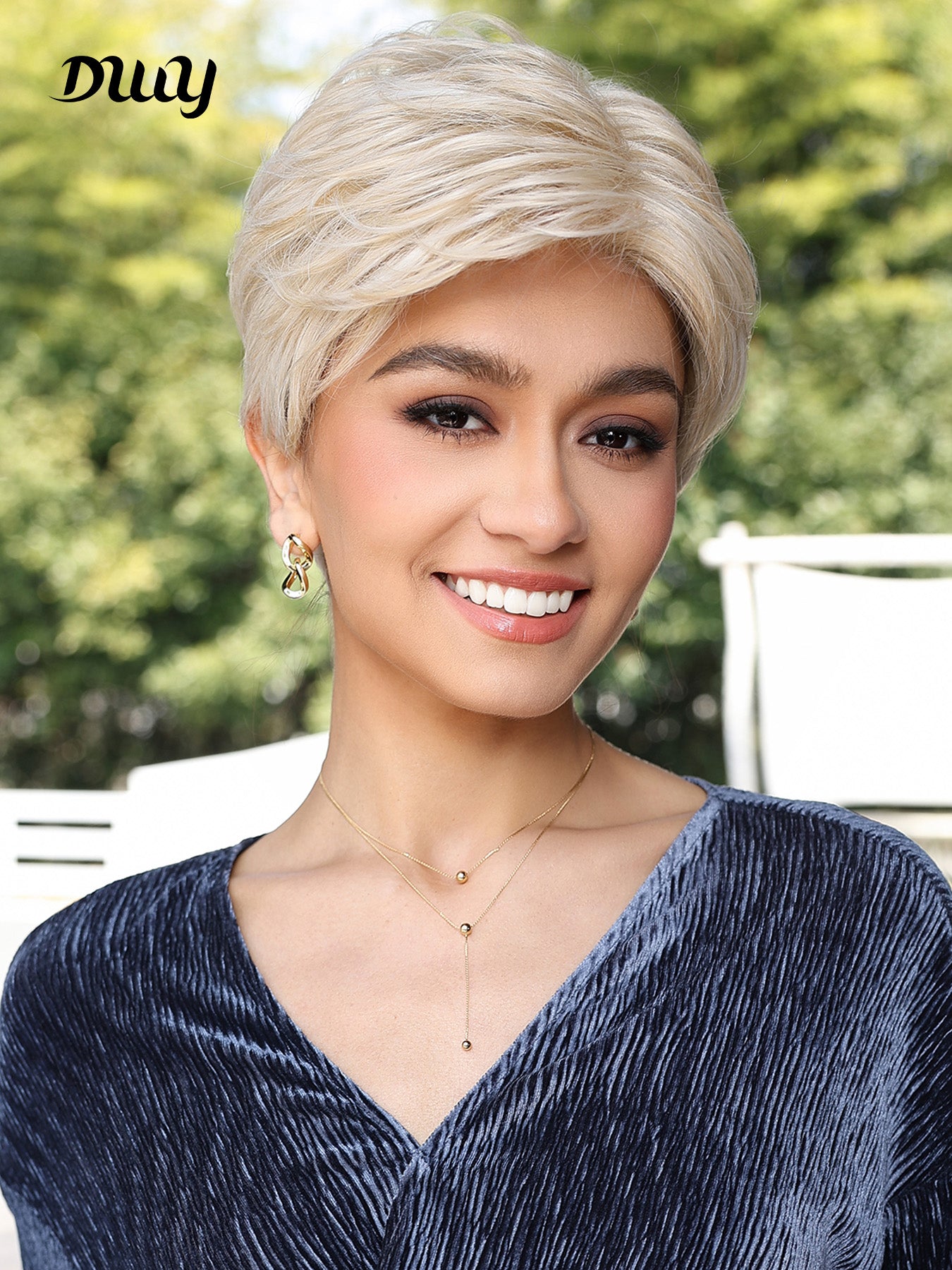 DWY-Mono Top Synthetic Lace Front Wig for Women Short Hair blonde