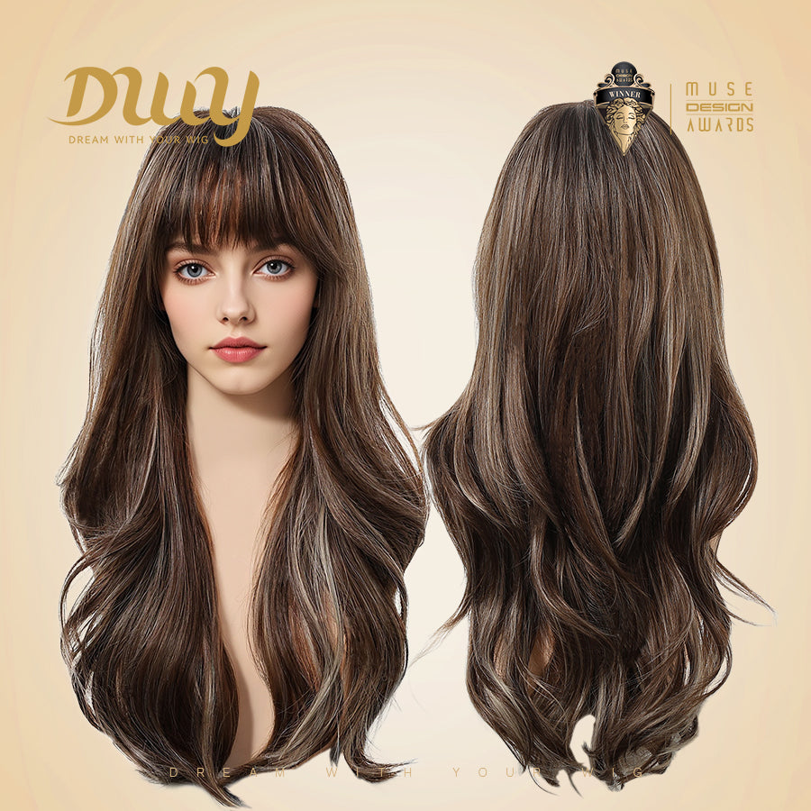 DWY Samara- Wavy MiraScalp Tea Brown with Highlights Glueless Synthetic Wig